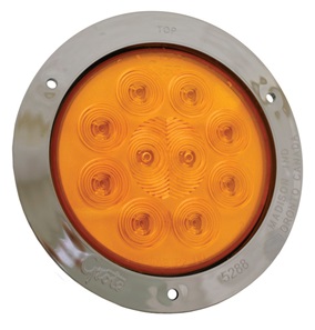 LUZ DE STOP LED REDONDA AMARILLA DE 2-1/2" DE 12V