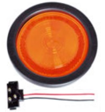 LUZ DE STOP SELLADA DE 12 VOLTIOS, FOCO INCANDESCENTE AMARILLA, REDONDA DE 4", CON BORDE DE CAUCHO Y CONECTOR