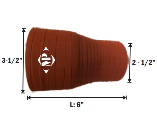 REDUCTOR DE SILICON ROJO, DE 3-1/2" A 2-1/2" INTERIOR X 6" DE LARGO