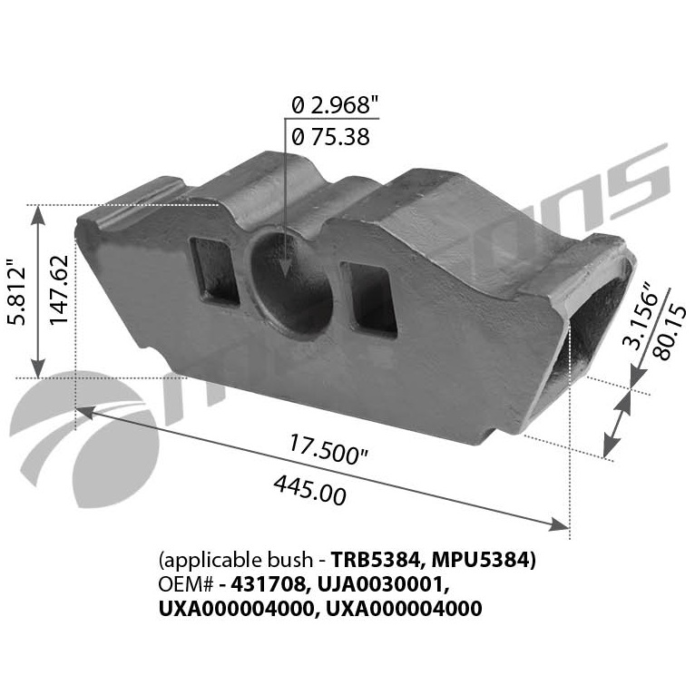 BALANCIN , LARGO: 17-1/2" , SUSP. FRUEHAUF, PARA EJE CUADRADO
