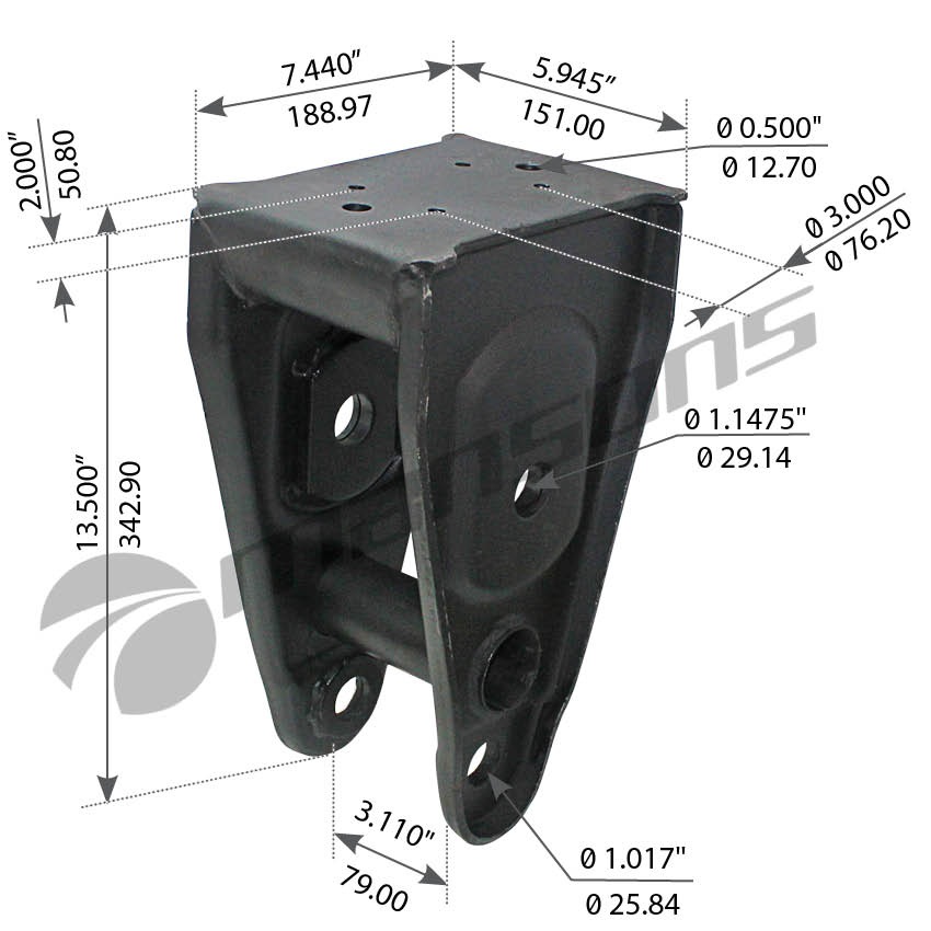 MANO DE BALANCIN SOPORTE CENTRAL LARGO DE SUSP. HUTCHENS DE 1 HUECO