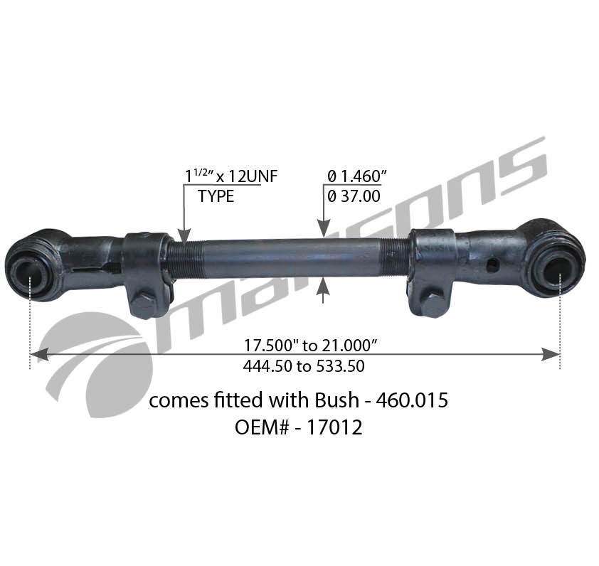 BRAZO TEMPLADOR REGULABLE, SUSP. HUTCHENS DE 17,5" SE EXPANDE A 21" DE CENTRO A CENTRO DE BOCINES 346-147