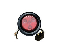 GUIA MULTIVOLTAJE, LED ROJA REDONDA DE 2", CON BORDE DE CAUCHO Y CONECTOR