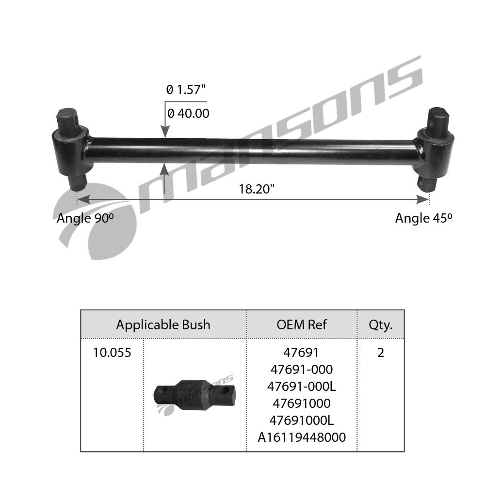 TEMPLADOR DE CORONA DE 18,19" DE LARGO, PARA FREIGHTLINER, MERITOR, NEWAY
