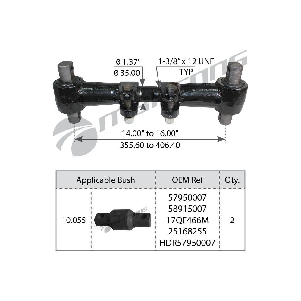 TEMPLADOR DE CORONA REGULABLE DE MACK, VOLVO, HENDRICKSON DE 14" HASTA 16"