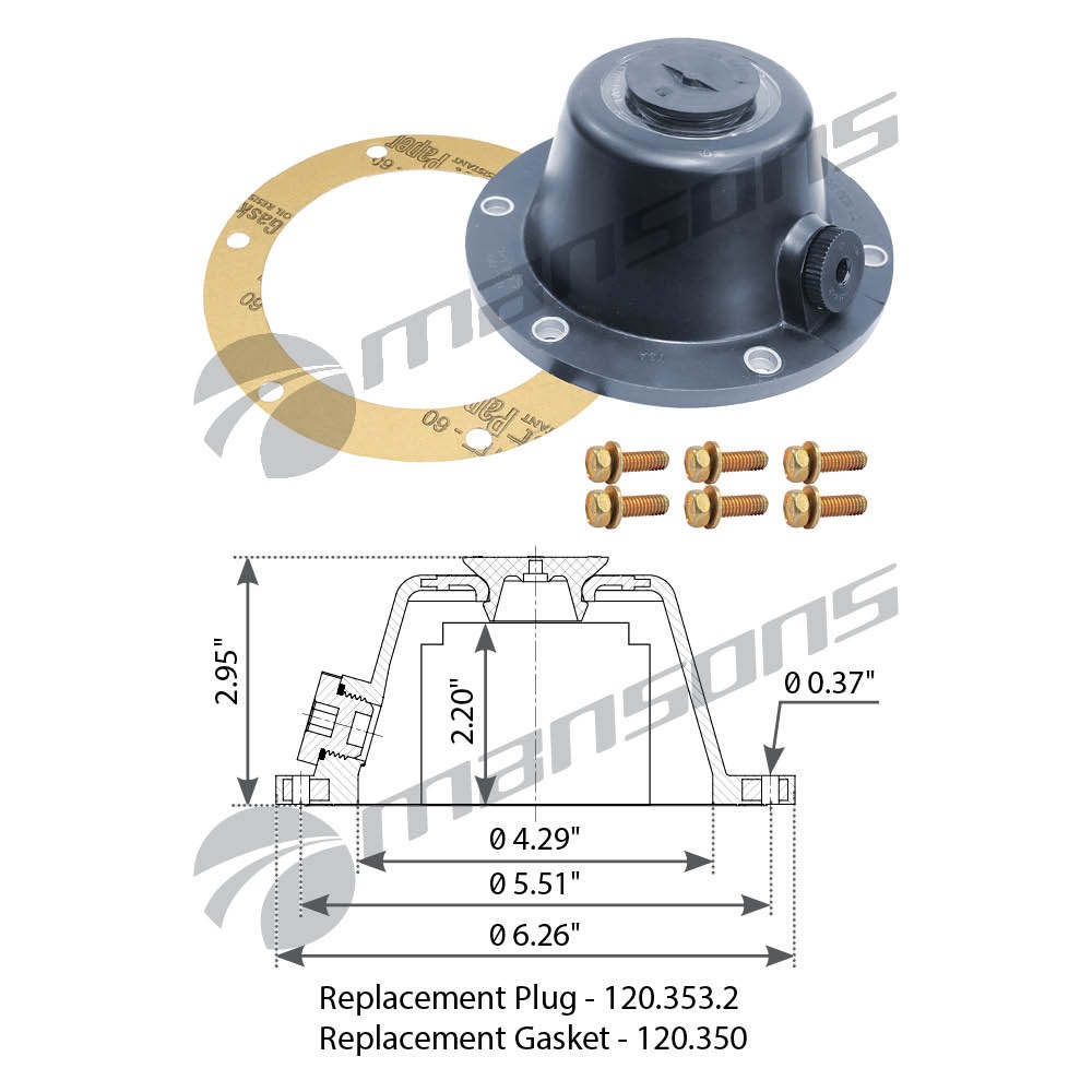 TAPA GRASA DE 6 HUECOS, 2,2" ALTO X 5,51" HUECO A HUECO