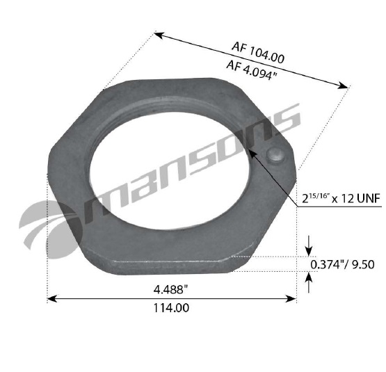 TUERCA DE PUNTA DE EJE DE MACK DE 73MM DE INTERIOR (2-15/16-12 THREAD)