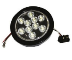 LUZ DE STOP DE 12 VOLTIOS, LED BLANCA REDONDA DE 4", CON BORDE DE CAUCHO Y CONECTOR