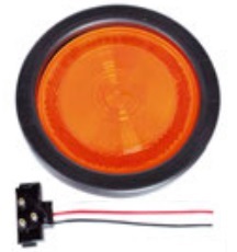 LUZ DE STOP SELLADA DE 24 VOLTIOS, FOCO INCANDESCENTE AMARILLA, REDONDA DE 4", CON BORDE DE CAUCHO Y CONECTOR