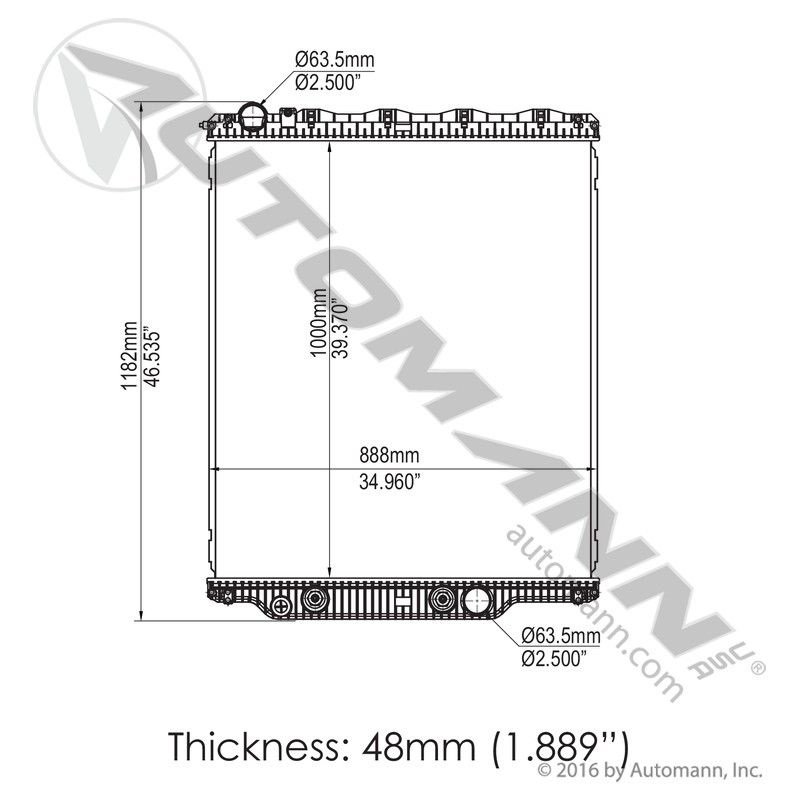 RADIADOR DE MACK CHU, CHN, CH (GRANITE) (2008-2010) Y MACK GU (GRANITE) (2008-2016). 39-3/8" X 34-3/16" X 2-1/16"
