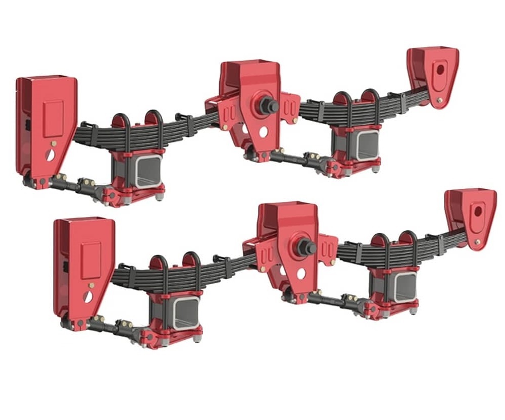 SUSPENSION COMPLETA REFORZADA DE 3.5" CON PAQUETES DE 11 HOJAS DE 5 HOJAS PRINCIPALES PARA 2 EJES CUADRADOS DE 5"