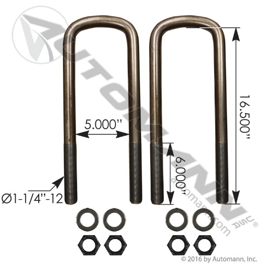 KIT DE 2 ABRAZADERAS SEMIREDONDAS DE PAQUETE POSTERIOR TIPO CAMELLO DE MACK 1-1/4" X 16.5" X 5"